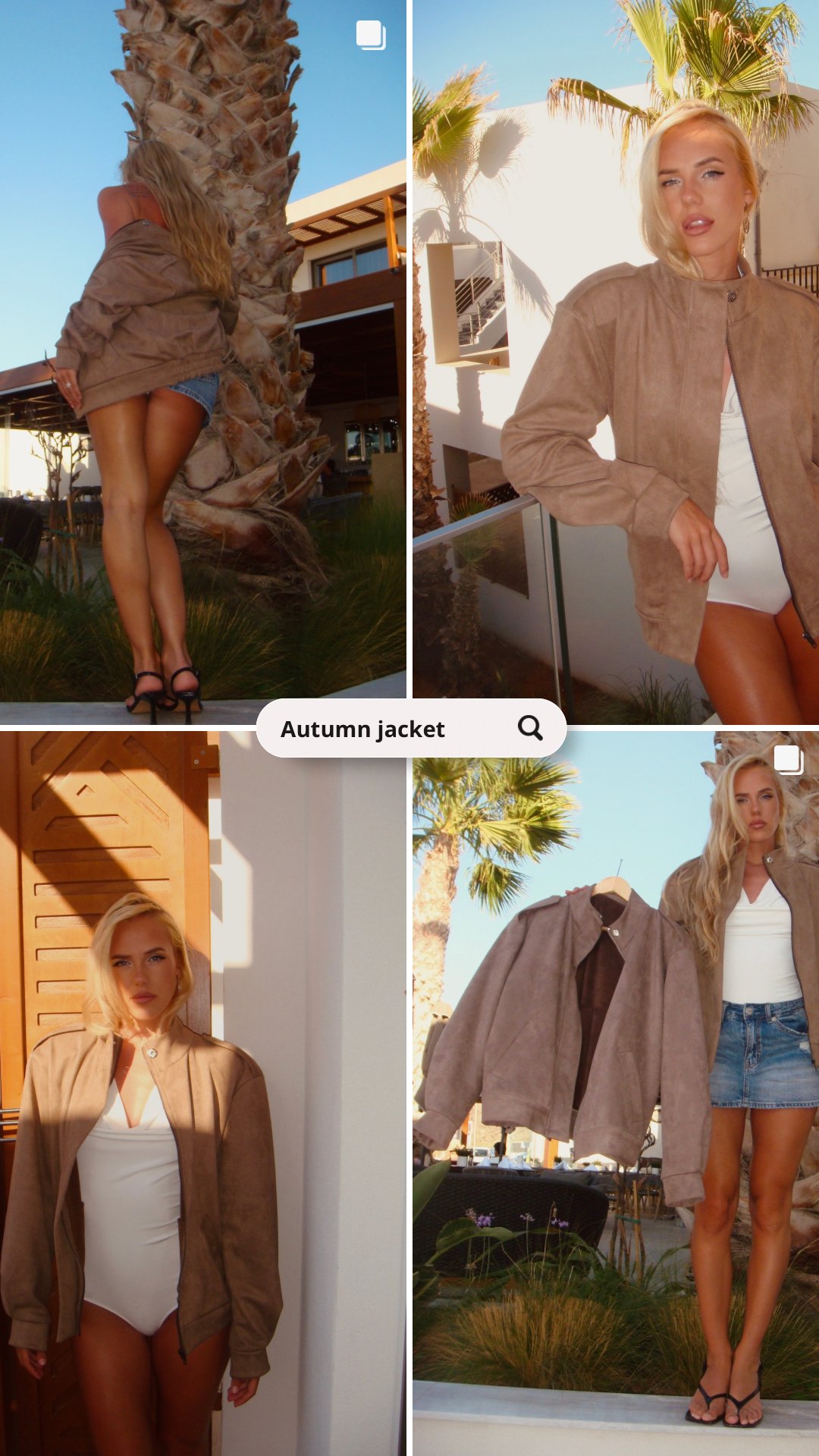 Beige Turquoise Simple Grid Photo Collage with a Search Bar Instagram Post (Your Story)